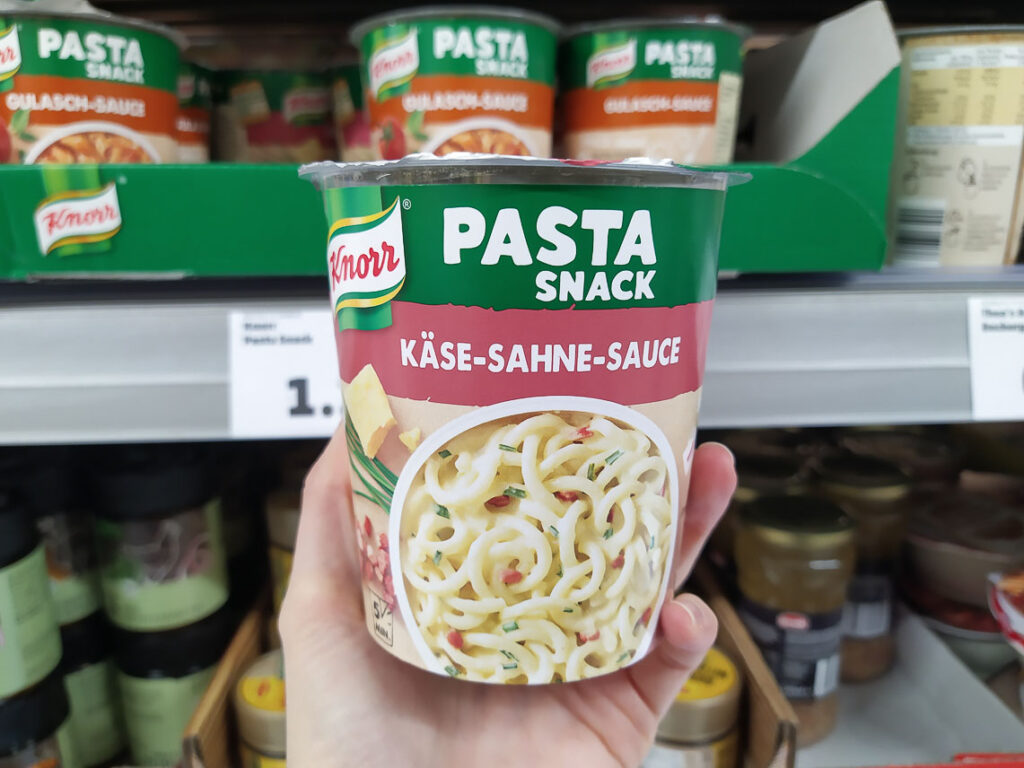 Pasta pronta nei supermercati tedeschi: pasta al formaggio